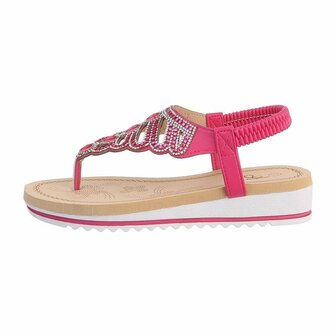 Dames sandalen met strass - fuchsia / roze