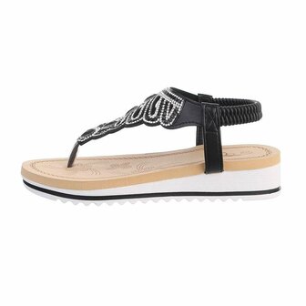 Dames sandalen met strass - zwart