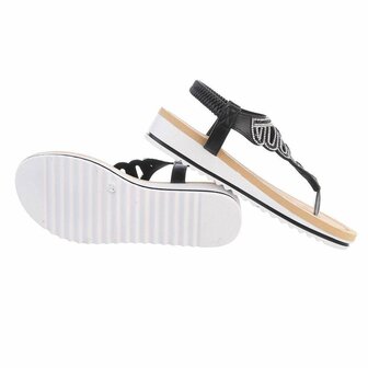 Dames sandalen met strass - zwart
