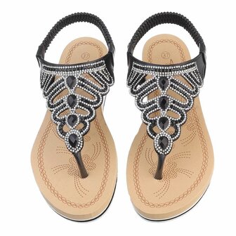 Dames sandalen met strass - zwart