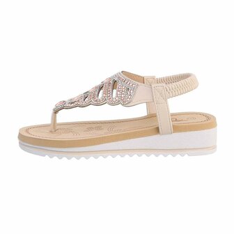 Dames sandalen met strass - beige