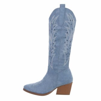 Dames cowboy laarzen / hoge western boots su&egrave;de-look - blauw