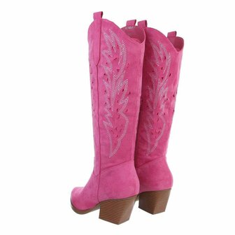 Dames cowboy laarzen / hoge western boots su&egrave;de-look - fuchsia roze