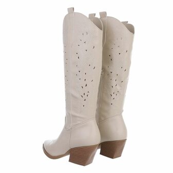 Dames cowboy laarzen / hoge western boots - beige