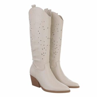 Dames cowboy laarzen / hoge western boots - beige