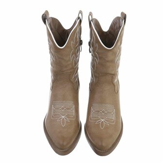 Dames cowboy enkellaarzen / western laarsjes - khaki