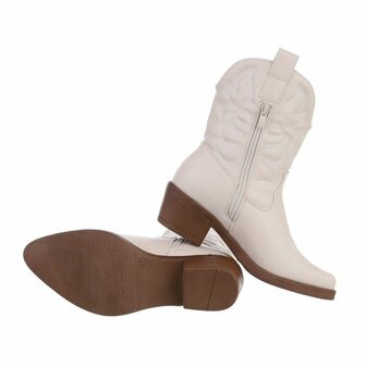 Dames cowboy enkellaarzen / western laarsjes - beige