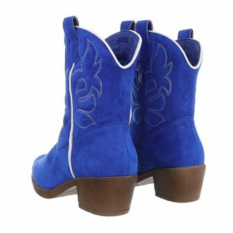 Dames cowboy laarzen / hoge western boots su&egrave;de-look - kobalt blauw