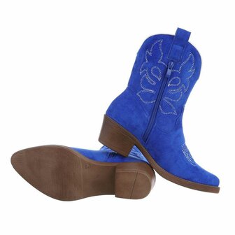 Dames cowboy laarzen / hoge western boots su&egrave;de-look - kobalt blauw