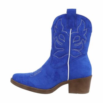 Dames cowboy laarzen / hoge western boots su&egrave;de-look - kobalt blauw