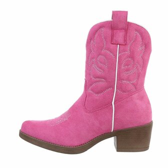 Dames cowboy enkellaarzen / western laarsjes su&egrave;de-look - fuchsia roze