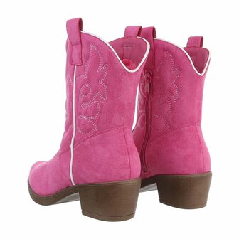 Dames cowboy enkellaarzen / western laarsjes su&egrave;de-look - fuchsia roze