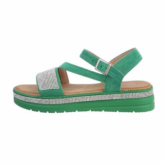 Dames sandalen met strass - groen