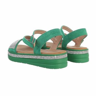 Dames sandalen met strass - groen