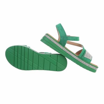 Dames sandalen met strass - groen