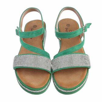 Dames sandalen met strass - groen