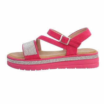 Dames sandalen met strass - fuchsia roze