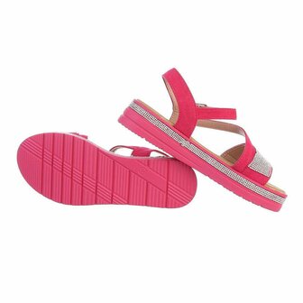 Dames sandalen met strass - fuchsia roze