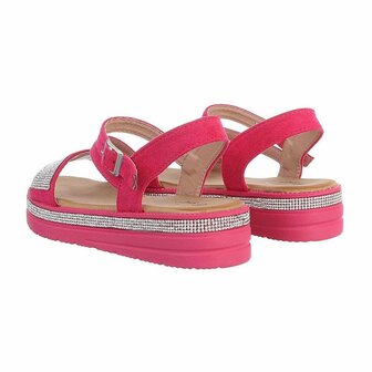 Dames sandalen met strass - fuchsia roze