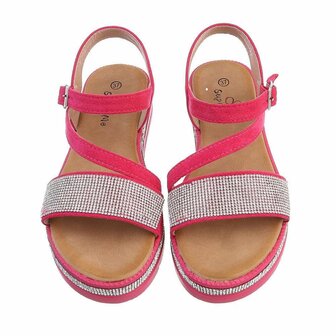 Dames sandalen met strass - fuchsia roze