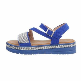 Dames sandalen met strass - kobalt blauw