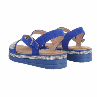 Dames sandalen met strass - kobalt blauw