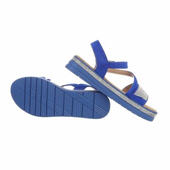Dames sandalen met strass - kobalt blauw
