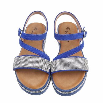 Dames sandalen met strass - kobalt blauw