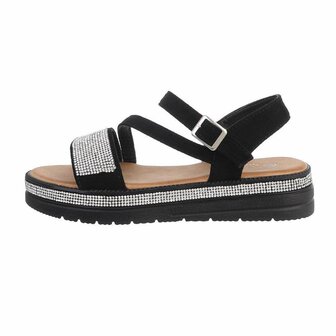 Dames sandalen met strass - zwart