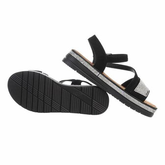 Dames sandalen met strass - zwart