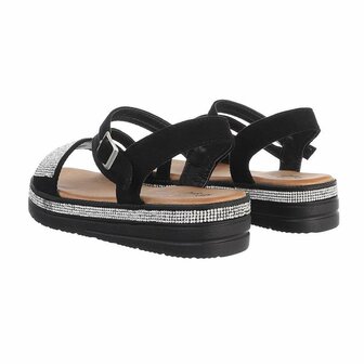 Dames sandalen met strass - zwart