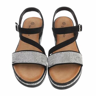 Dames sandalen met strass - zwart
