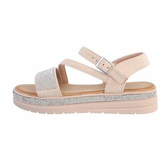 Dames sandalen met strass - beige
