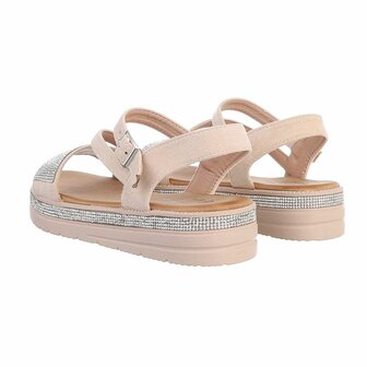 Dames sandalen met strass - beige