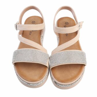 Dames sandalen met strass - beige