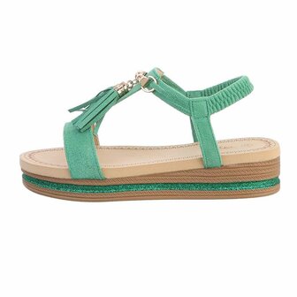 Dames sandalen met kwastje - groen