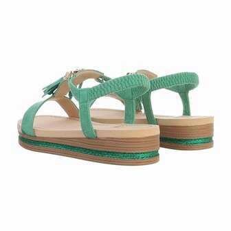 Dames sandalen met kwastje - groen