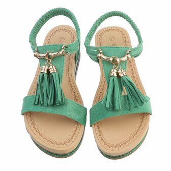 Dames sandalen met kwastje - groen