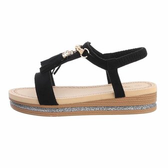 Dames sandalen met kwastje - zwart