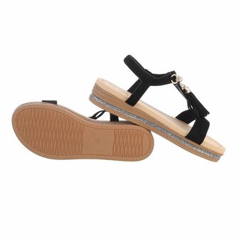 Dames sandalen met kwastje - zwart