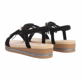Dames sandalen met kwastje - zwart