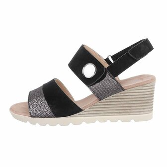 Dames wedge sandalen met sleehakken - zwart