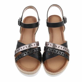 Dames wedge sandalen met sleehakken - zwart