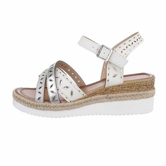 Dames wedge sandalen met sleehakken - wit