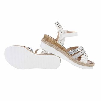 Dames wedge sandalen met sleehakken - wit