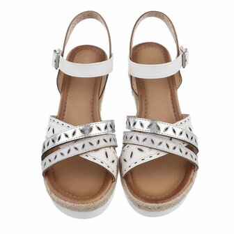 Dames wedge sandalen met sleehakken - wit