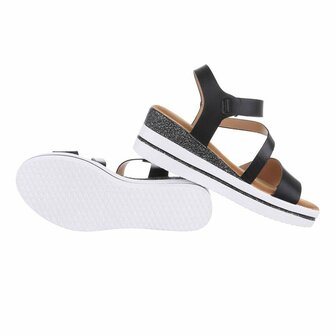 Dames wedge sandalen met sleehakken - zwart