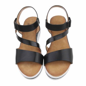 Dames wedge sandalen met sleehakken - zwart