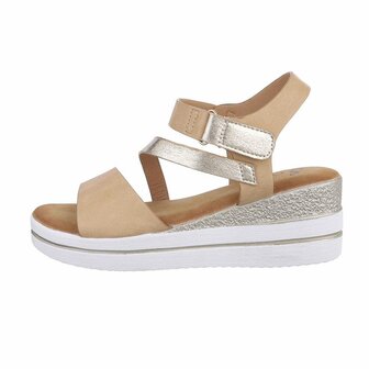 Dames wedge sandalen met sleehakken - beige
