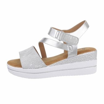 Dames wedge sandalen met sleehakken - zilver